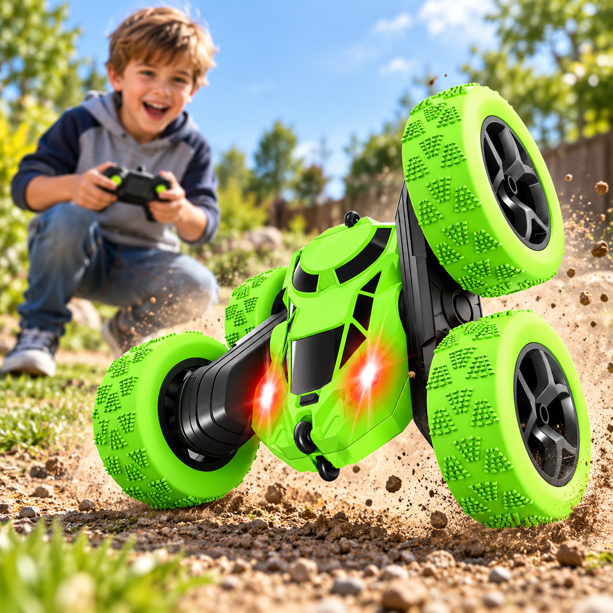 RC-Stuntwagen mit ferngesteuertem Überschlag und Offroad-Reifen