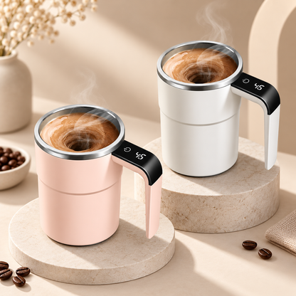 Genopladeligt kaffekrus, bærbart, selvomrørende, til rejser