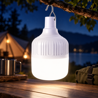 Genopladelig LED-lampe, transportabel, vandtæt og med ophængningsdesign