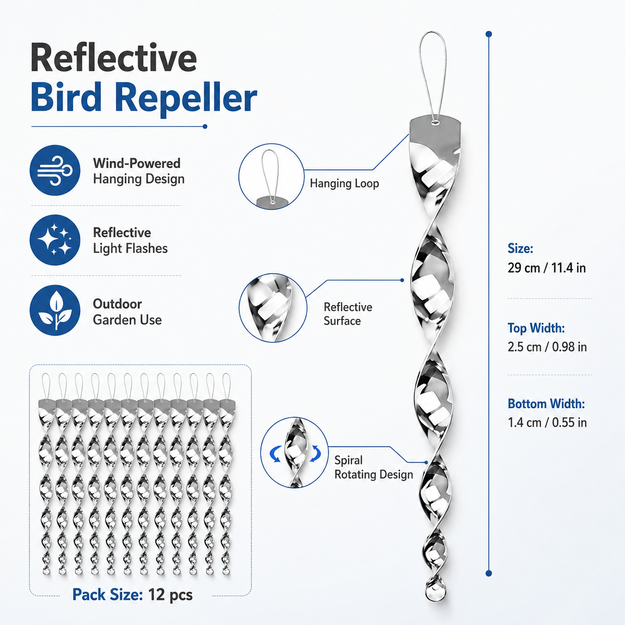 Reflektierender, windbetriebener Vogelvertreiber zum Aufhängen für den Garten