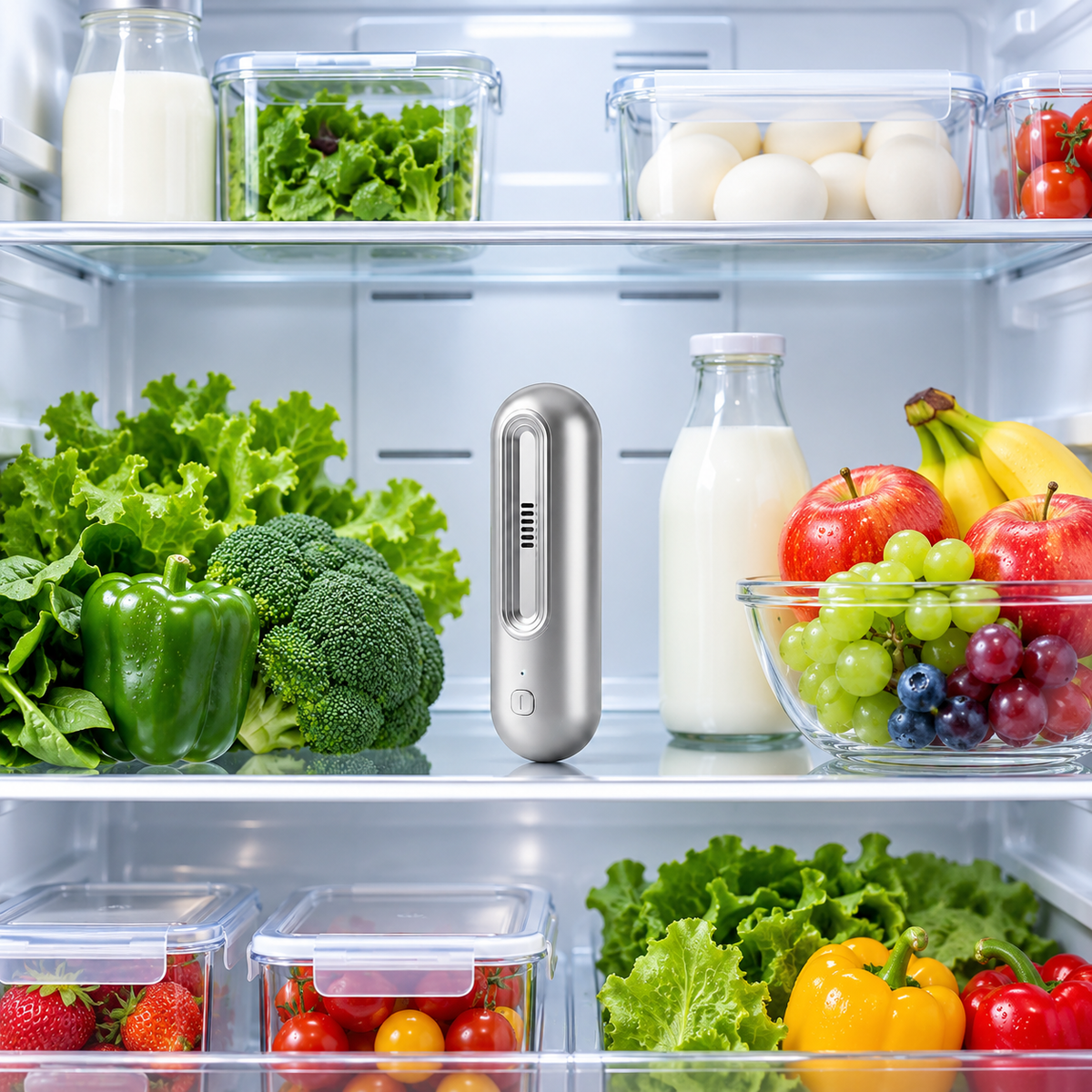 Purificador de ar e ambientador recarregável para frigorífico