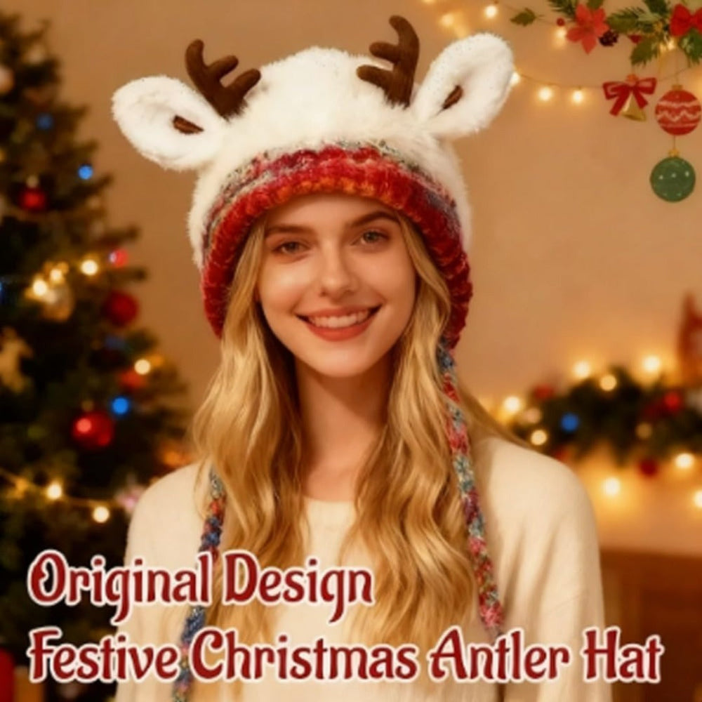 Reindeer Knit Beanie Hat for Kids and Adults Warm Winter Accessory 8