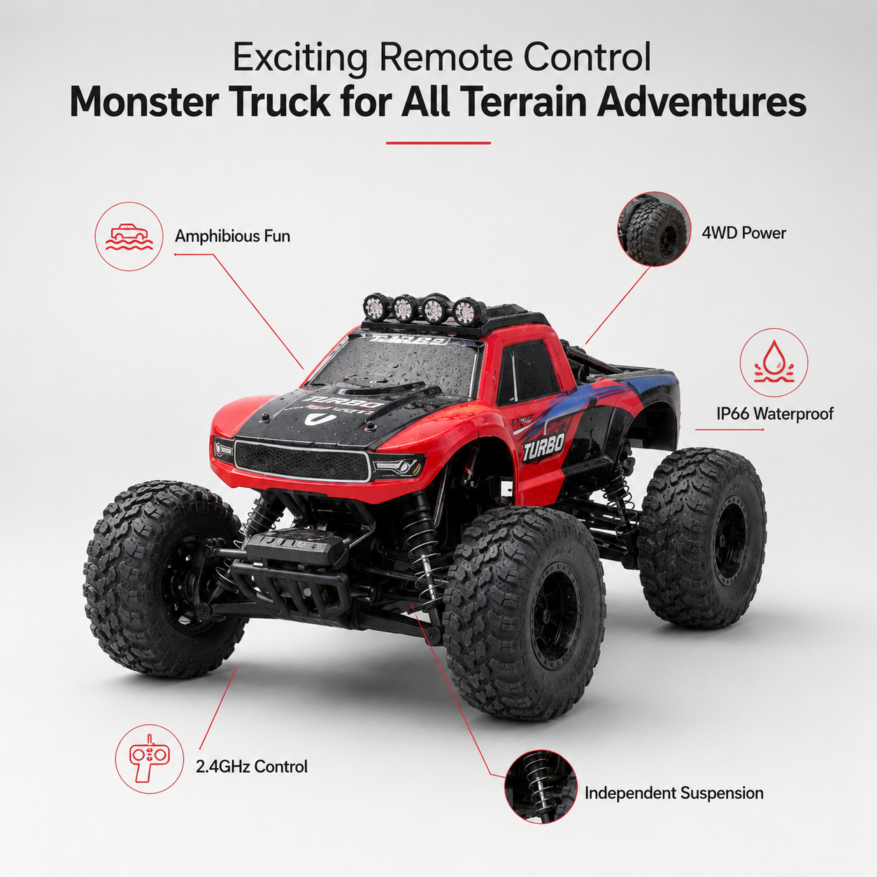 Fernsteuerbarer Monstertruck Amphibien-All-Terrain-Abenteuer