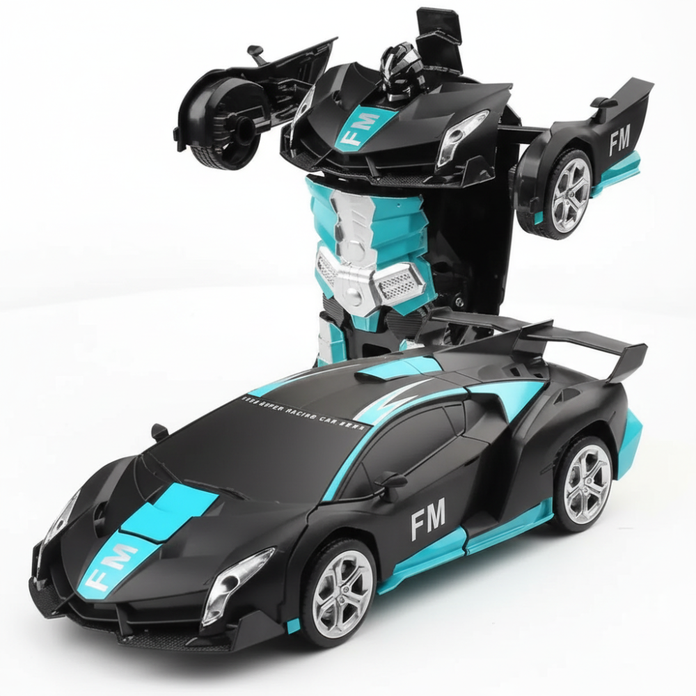 Remote Control Car Transforming Robot Toy LED Light Kids Playset