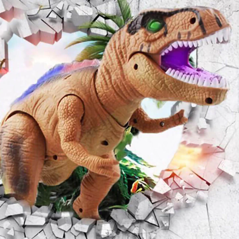 Remote Control Dinosaur Toy Walking Roaring Lights Interactive 3