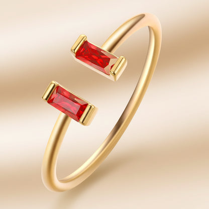 Anillo Ajustable de Piedra de Nacimiento en Oro con Circonita Cúbica Regalo para el Día de la Madre