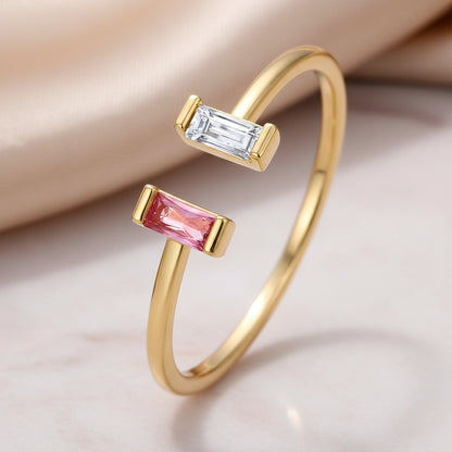Anillo Ajustable de Piedra de Nacimiento en Oro con Circonita Cúbica Regalo para el Día de la Madre