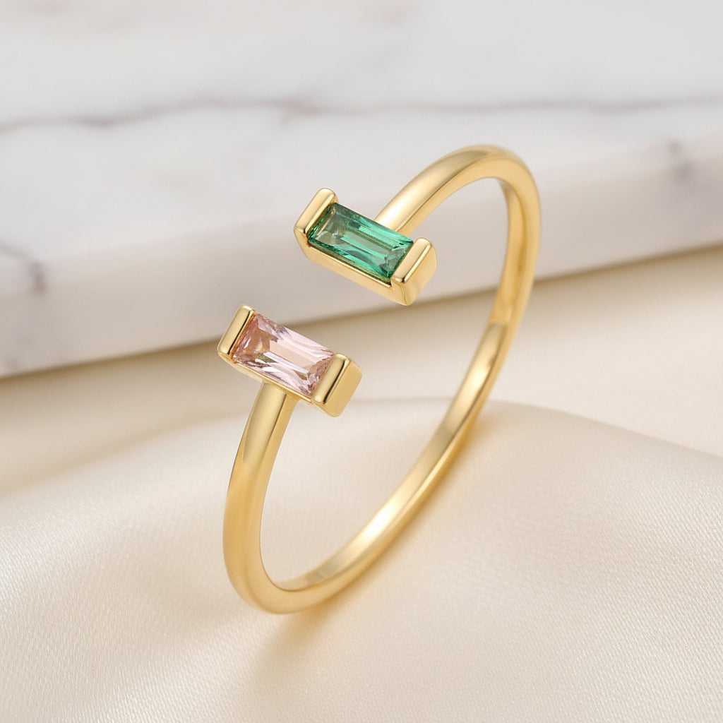 Anillo Ajustable de Piedra de Nacimiento en Oro con Circonita Cúbica Regalo para el Día de la Madre