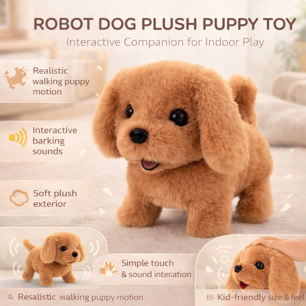 Giocattolo di Peluche Interattivo Cane Robot Cucciolo Realistico che Cammina