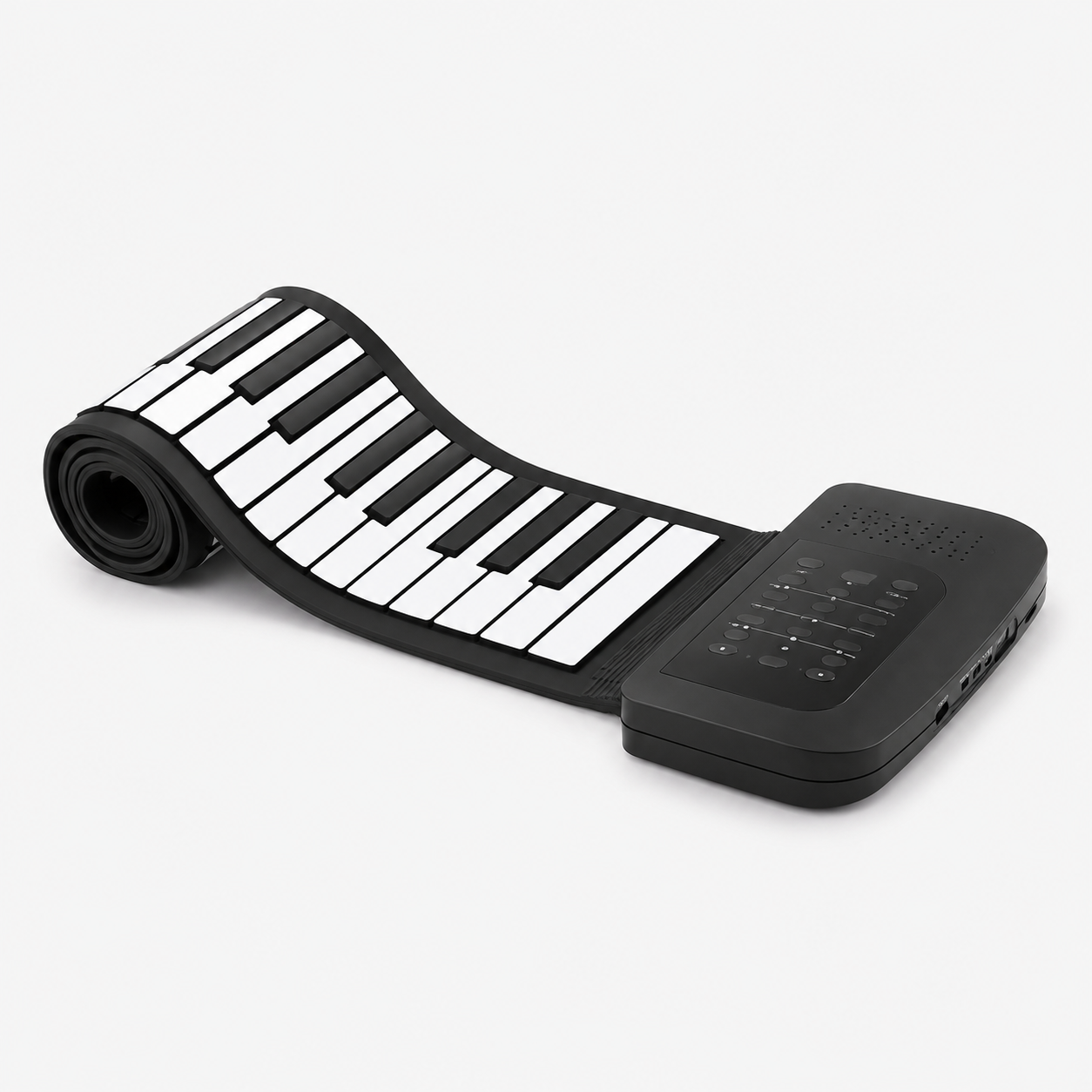 Sammenrulleligt piano med fleksibelt design og integreret højttaler, der er nemt at tage med