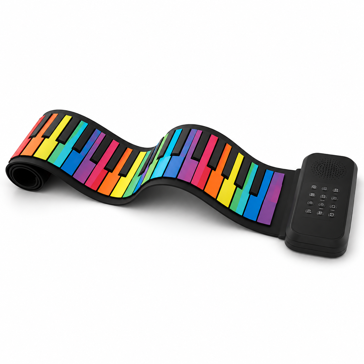 Sammenrulleligt piano med fleksibelt design og integreret højttaler, der er nemt at tage med