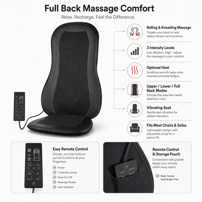 Vibrerende ergonomisk massagesædehynde med rullende massage