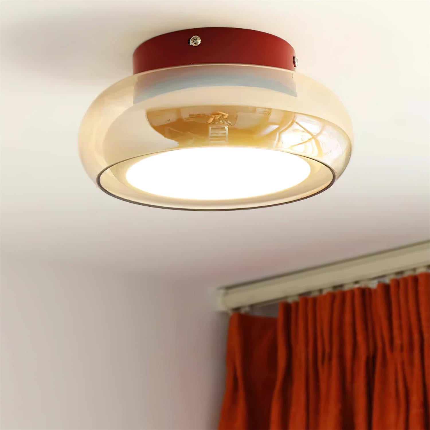 June Retro Glass Flush Mount Ceiling Light | LED Indoor Lamp