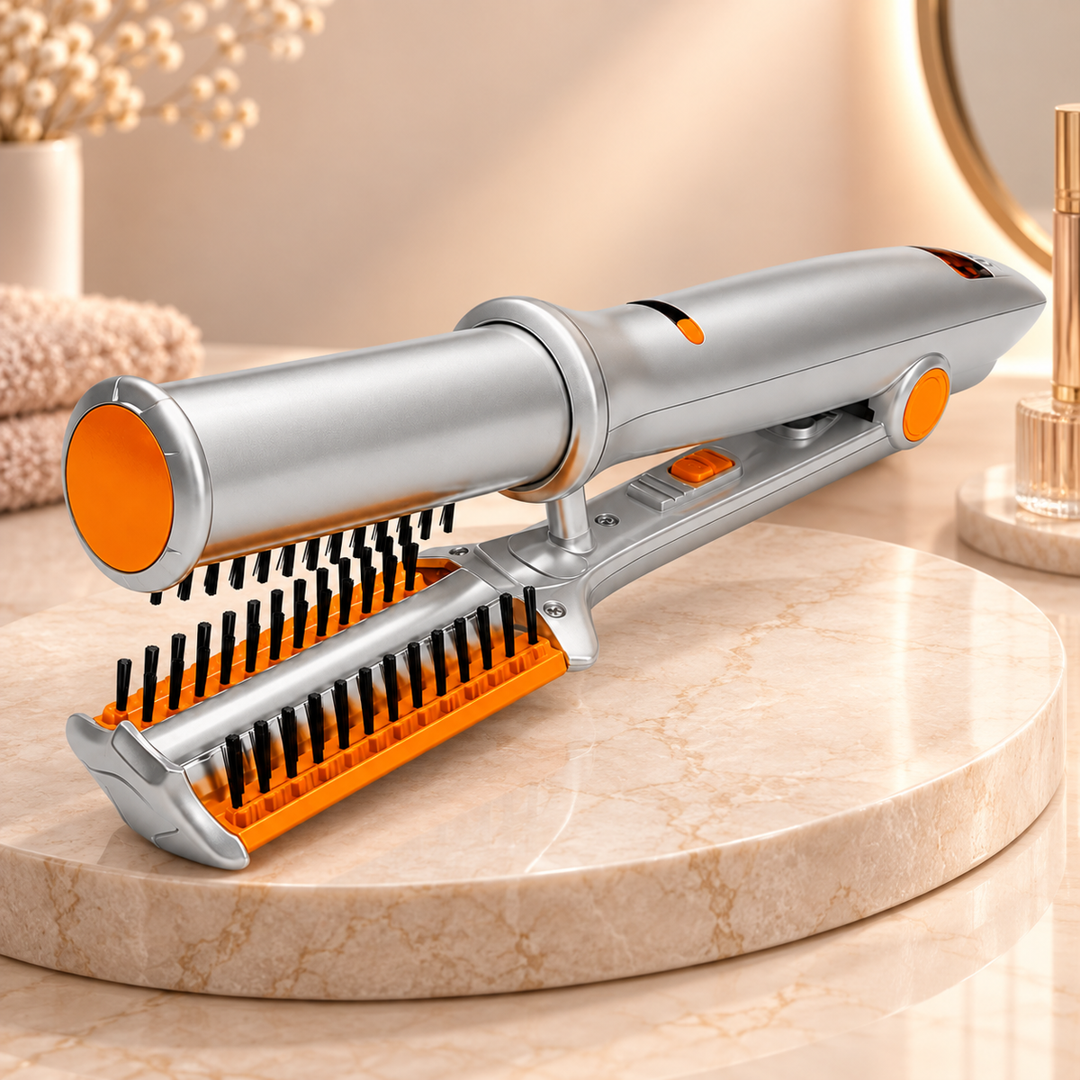 Rotating Hair Brush Heated Style Dual Voltage Dryer