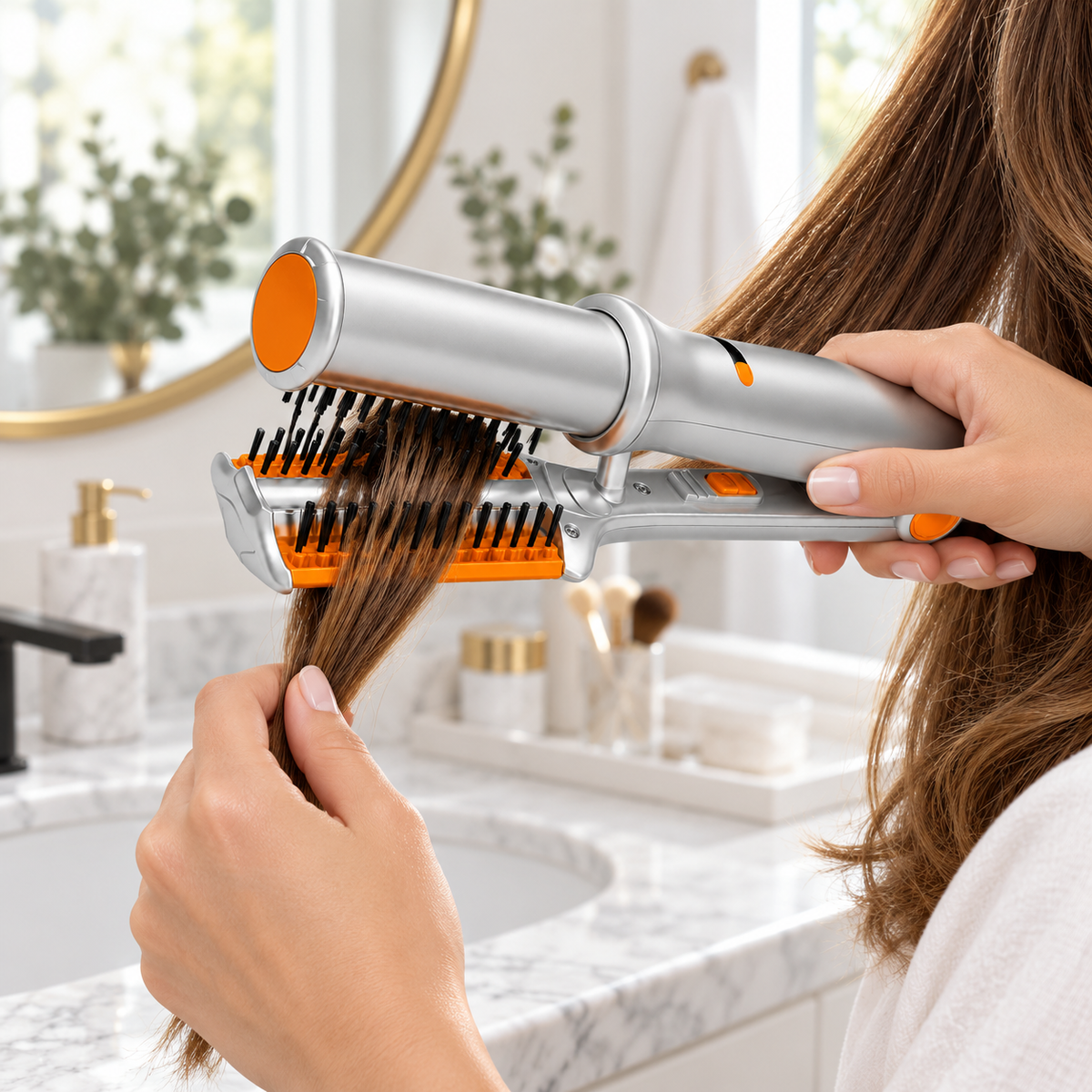Rotating Hair Brush Heated Style Dual Voltage Dryer