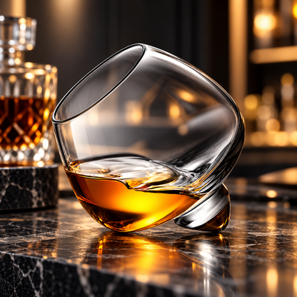 Vaso para whisky giratorio, ergonómico, no tóxico y de diseño único