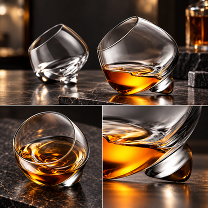 Vaso para whisky giratorio, ergonómico, no tóxico y de diseño único