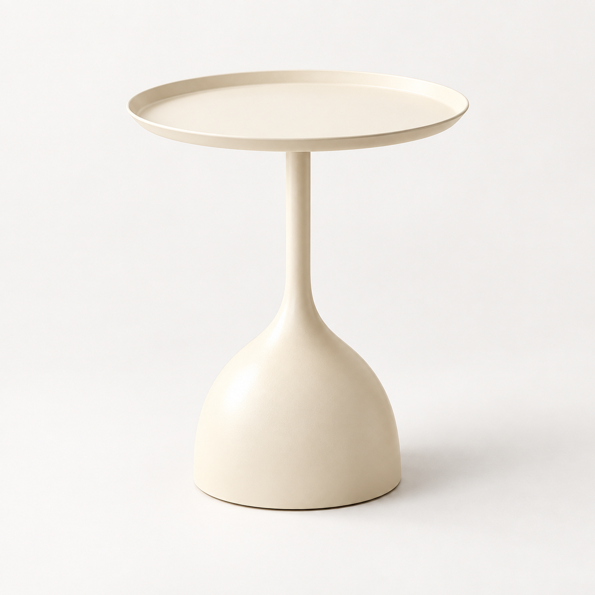 Runder moderner Beistelltisch aus Metall mit Sockel und minimalistischem Design