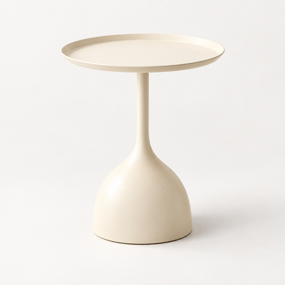 Runder moderner Beistelltisch aus Metall mit Sockel und minimalistischem Design