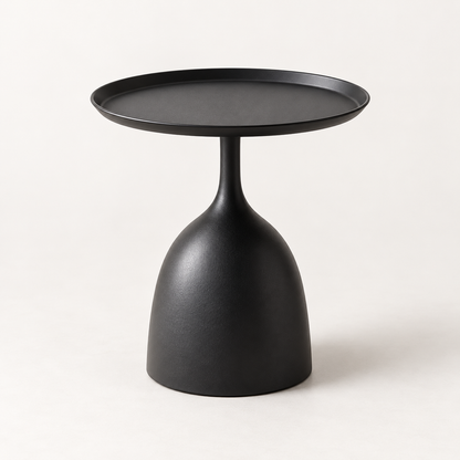 Runder moderner Beistelltisch aus Metall mit Sockel und minimalistischem Design
