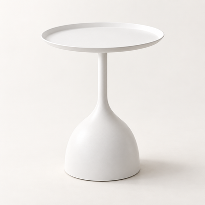 Runder moderner Beistelltisch aus Metall mit Sockel und minimalistischem Design