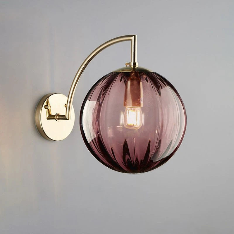 Modern Glass Ball Wall Lamp | Brass & Tinted Glass Design