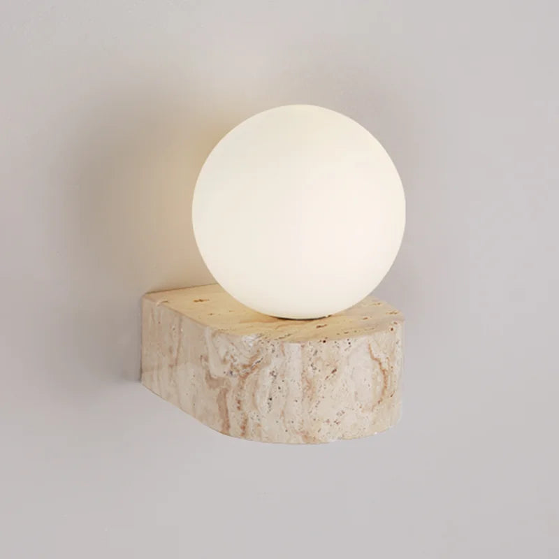 Travertine Stone Wall Lamp | Modern Japanese-Style LED Sconce