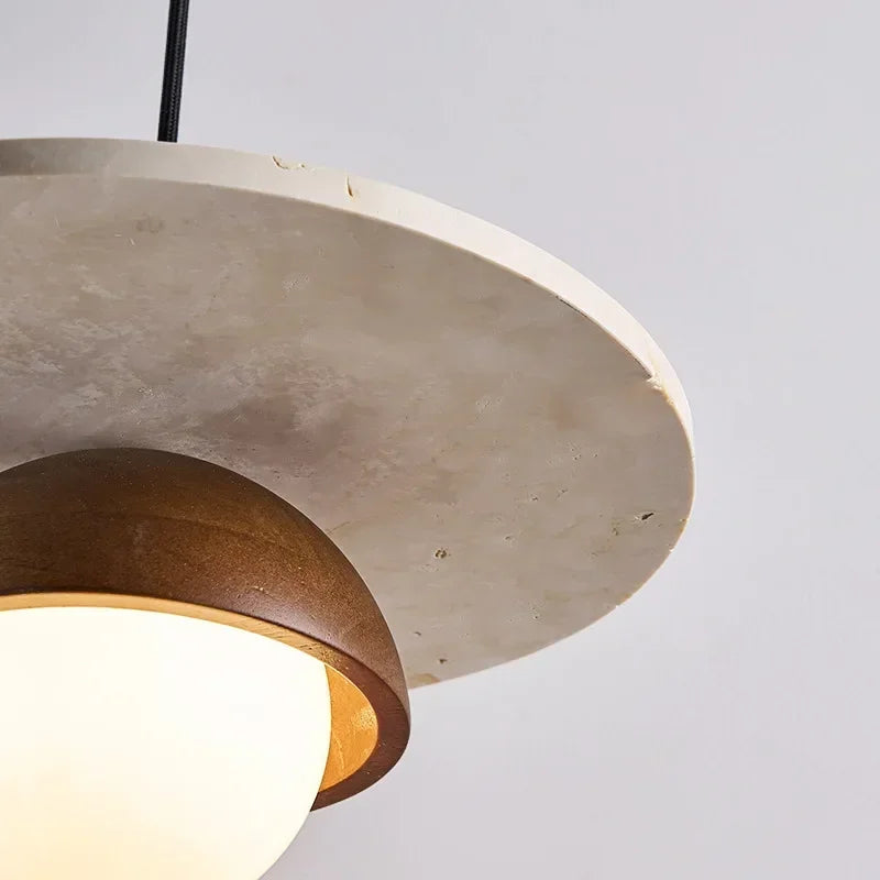Dänemark Pendelleuchte | LED-Kronleuchter aus Walnuss und Stein