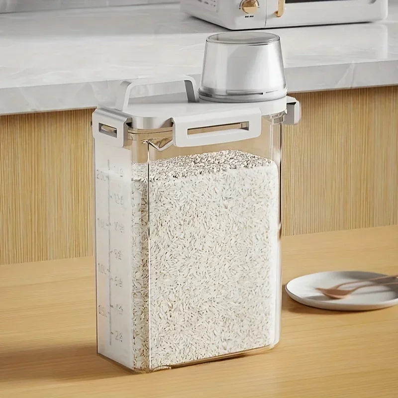 Airtight Grain Storage Container | 2.5L Rice, Cereal & Flour Dispenser with Measuring Cup