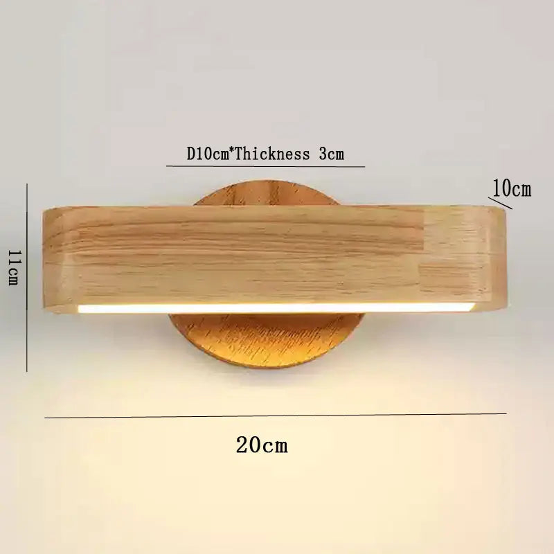 Lampă de perete rotativă | Design japonez din lemn masiv și aluminiu