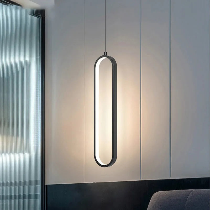 Modern Minimalist LED Pendant Light | Gold & Black Hanging Lamp for Bedroom, Dining & Living Spaces