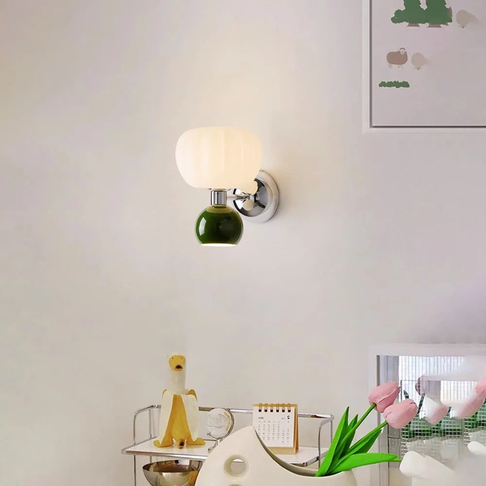 Nordic Pumpkin Wall Lamp | Modern Glass & Metal Sconce