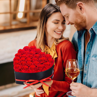 Caixa de Rosas Dia da Mãe Presente Coração com Flor Artificial Decoração para Ela