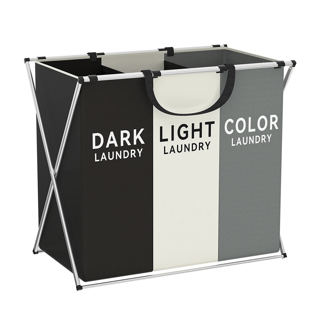 TriSort | Multi-Section Laundry Hamper | Foldable Clothes Basket with Compartments