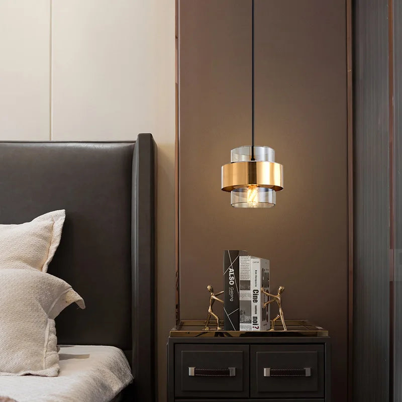 Nordische Glas-Pendelleuchte | Modernes Messing-Zylinderd Design