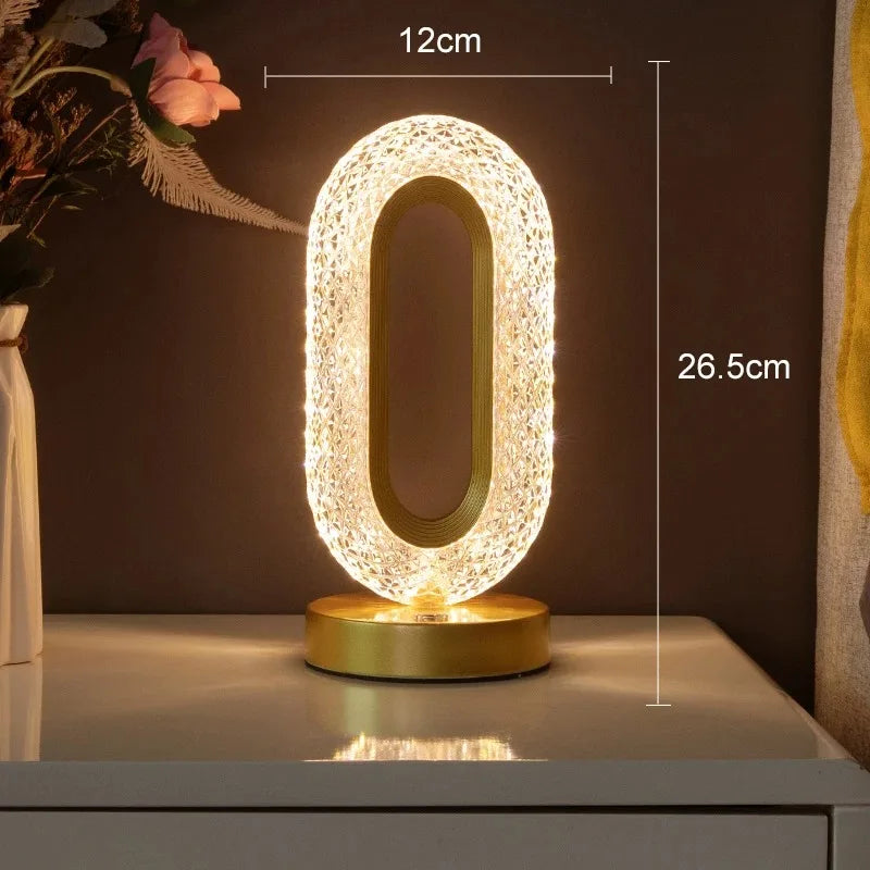 Stellora | Candeeiro Noturno LED 3D de Cristal | Candeeiro Recarregável com Toque e Regulador de Intensidade
