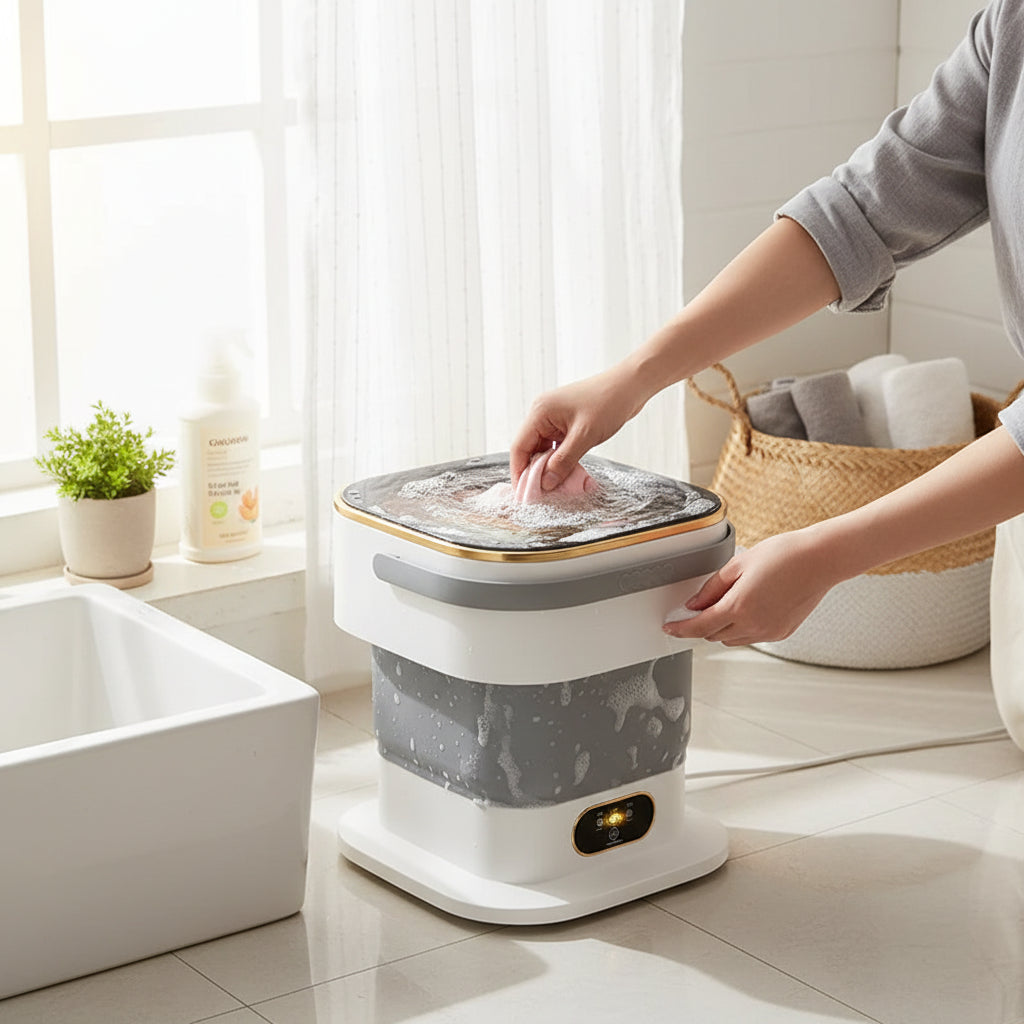 Máquina de Lavar Portátil Mini Dobrável Compacta para Roupa