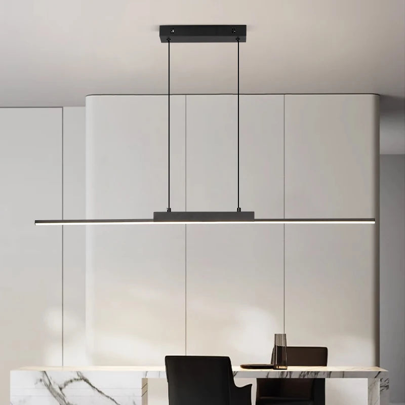 Modern Linear Dining Pendant Light | Minimalist LED Chandelier for Kitchen & Living Spaces
