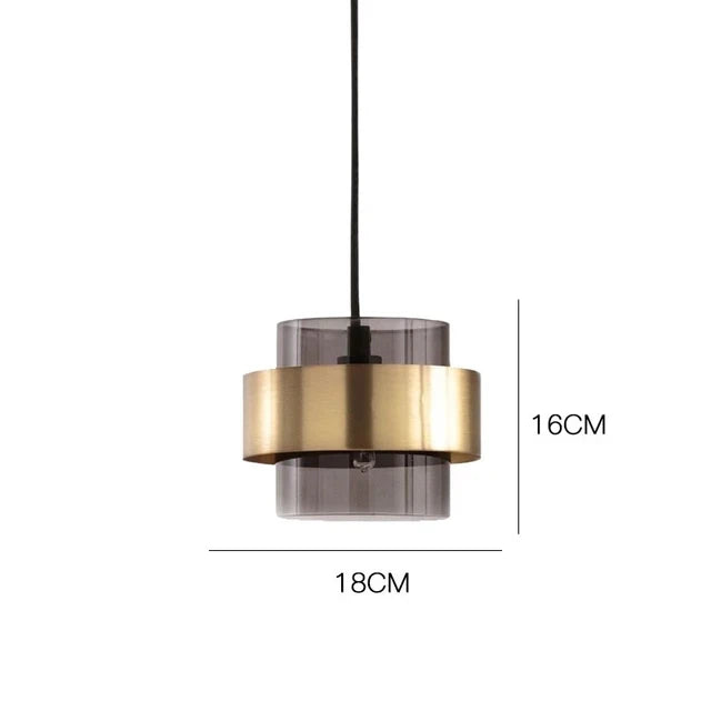 Nordic Glass Pendant Light | Modern Brass Cylinder Design