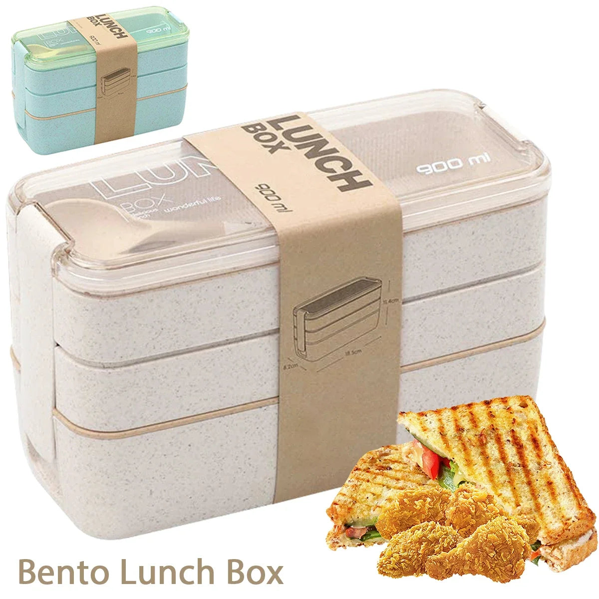 EcoStack | 3-Tier Bento Lunch Box | Wheat Straw 900 ml