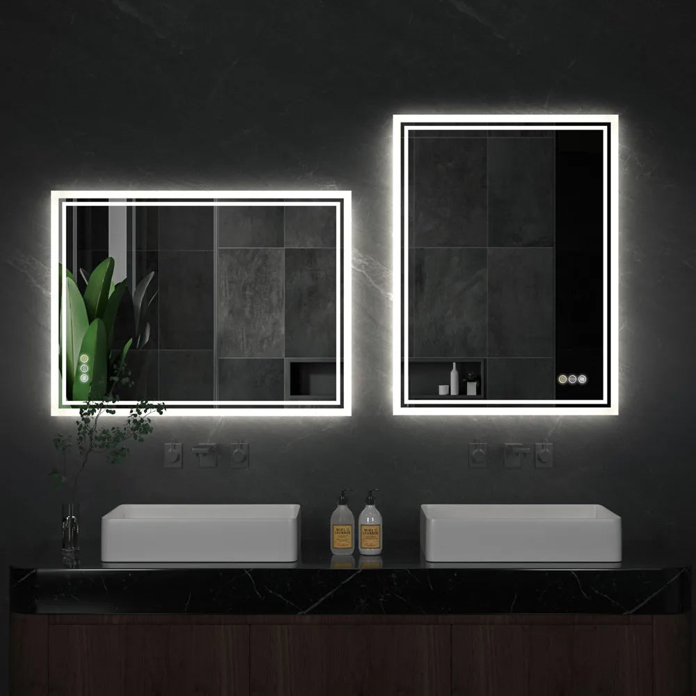 LuvoGlow | LED-Badezimmerspiegel | Rahmenlos dimmbar mit Antibeschlagfunktion