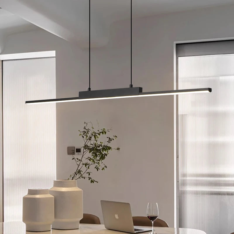 Modern Linear Dining Pendant Light | Minimalist LED Chandelier for Kitchen & Living Spaces