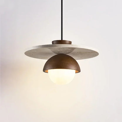 Dänemark Pendelleuchte | LED-Kronleuchter aus Walnuss und Stein