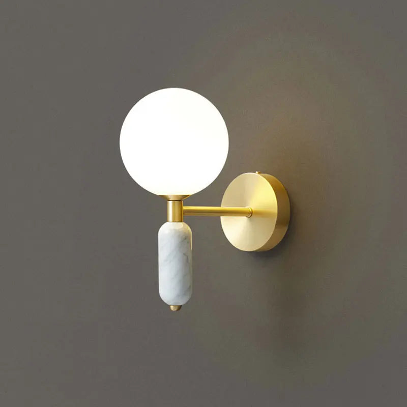 Marmor- und Glas-Wandlampe | Moderne Wandleuchte mit Gold-Finish