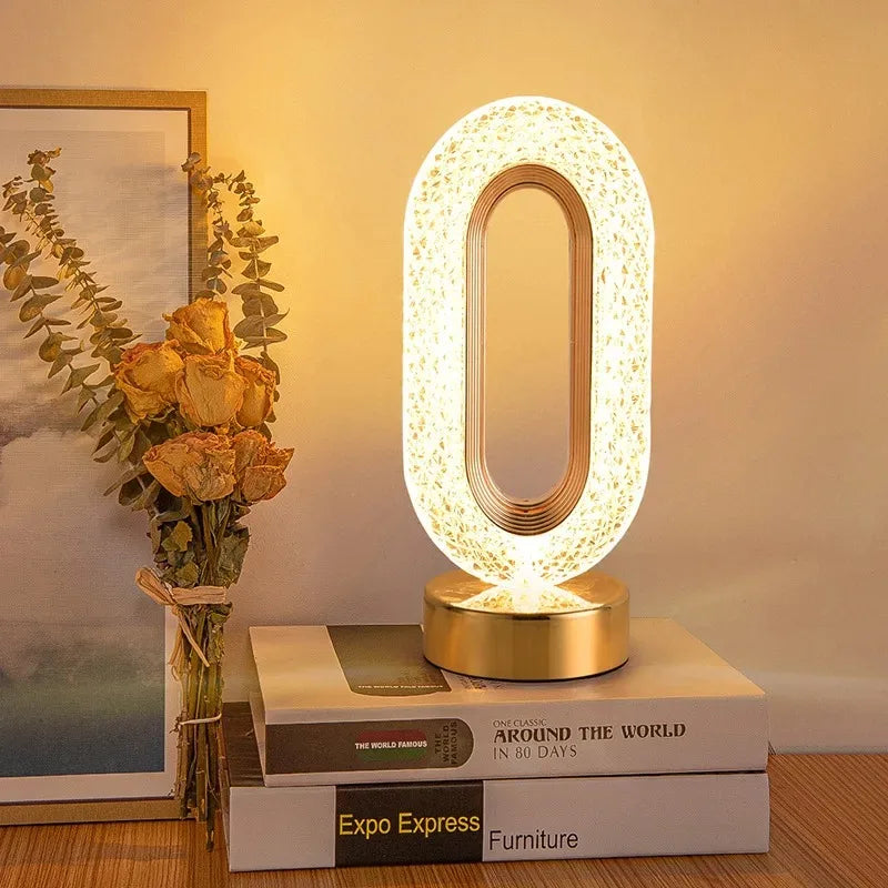 Stellora | Candeeiro Noturno LED 3D de Cristal | Candeeiro Recarregável com Toque e Regulador de Intensidade