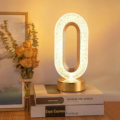 Stellora | Candeeiro Noturno LED 3D de Cristal | Candeeiro Recarregável com Toque e Regulador de Intensidade