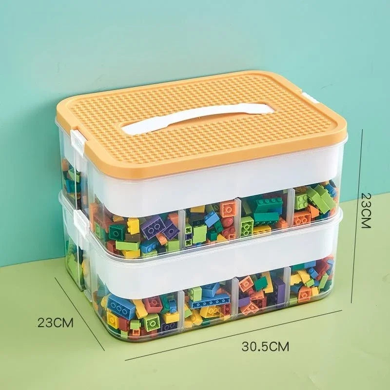 Plastic Lego Storage Box | Building Block Organizer with Sorting Compartments – Kids Puzzle & Toy Storage Container