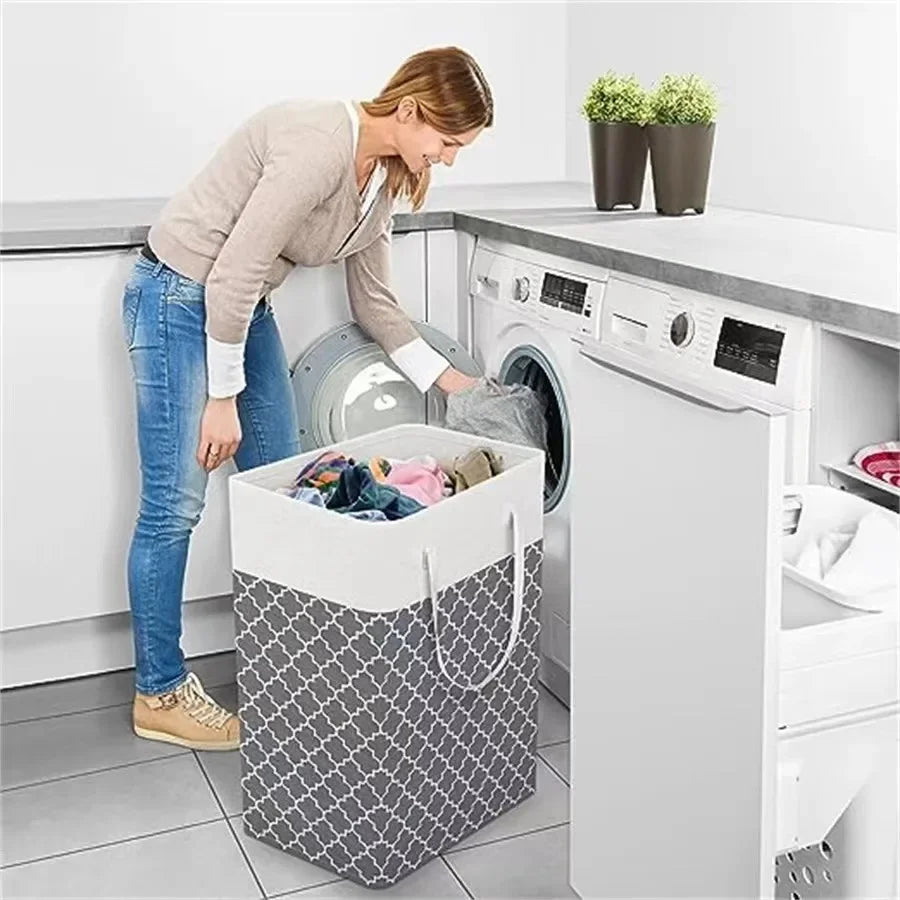 Lauva | 75L Waterproof Laundry Basket | Foldable Fabric Clothes Hamper with Handles