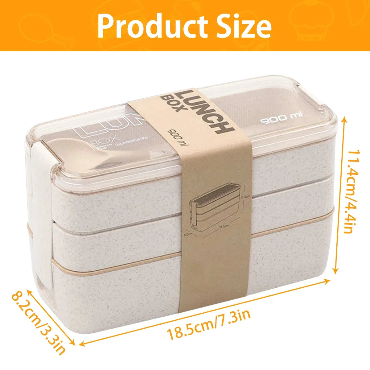 EcoStack | 3-Tier Bento Lunch Box | Wheat Straw 900 ml