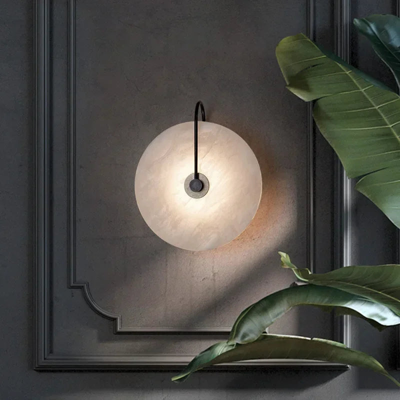Nordic Marble Moon Wall Sconce | Modern LED Bedside Light